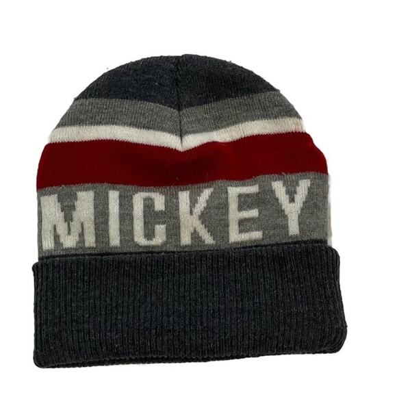 Disney Unisex Ribbed Knit Hat / Beanie  Mickey Mouse, Gray, Red, White - Picture 3 of 6